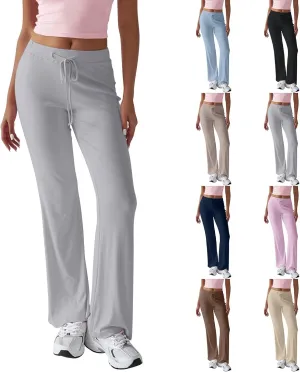 Women Sweatpants Drawstring High Waisted Yoga Pants Flowy Stretchy Baggy Sweatpants Lightweight Lounge Pants