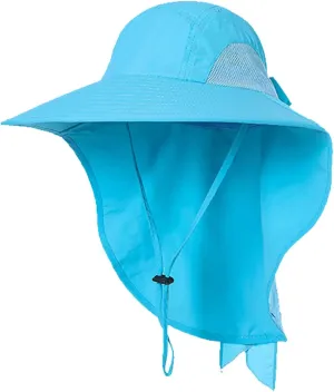 Women Wide Brim Sun Hat Quick Drying Mesh Breathable Bucket Hat Solid Colors Fisherman Cap with Lanyard