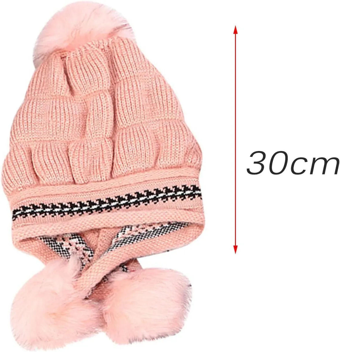 Women Winter Beanie Hat with Pompoms Ski Snow Ear Flaps Sherpa Knit Thick Warm Soft Hats Windproof for Cold Weather