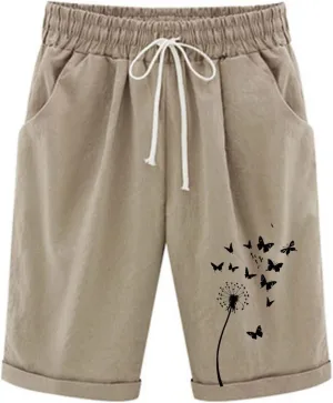 Women's Bermuda Shorts High Waisted Drawstring Workout Short 2025 Summer Casual Beach Knee Length Shorts with Pockets