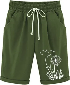 Women's Bermuda Shorts High Waisted Drawstring Workout Short 2025 Summer Casual Beach Knee Length Shorts with Pockets