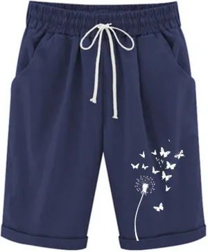 Women's Bermuda Shorts High Waisted Drawstring Workout Short 2025 Summer Casual Beach Knee Length Shorts with Pockets