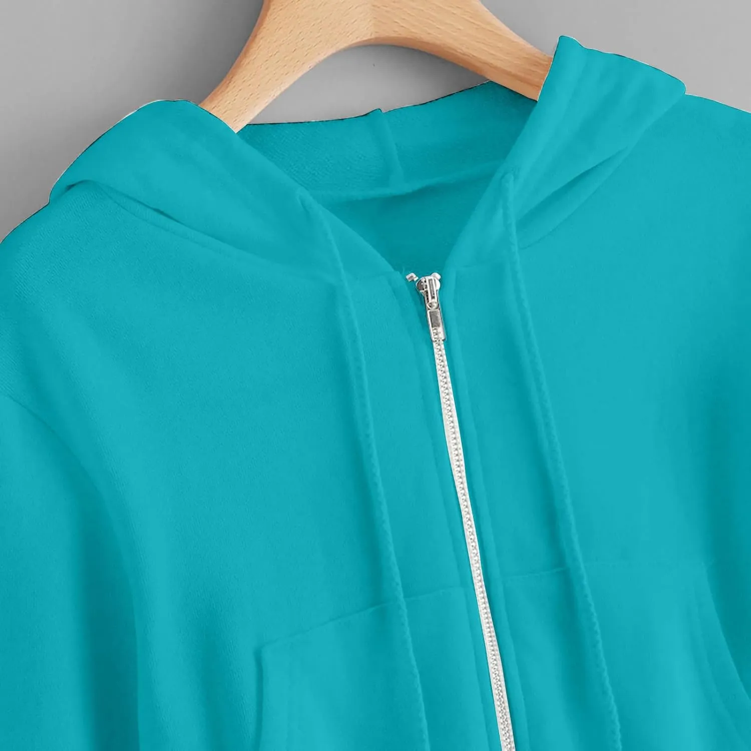 Women's Crop Tops Zip Up Hoodies Teen Girls Fall Jacket Casual Workout Long Sleeve Cropped Sweatshirts Y2K Clothes