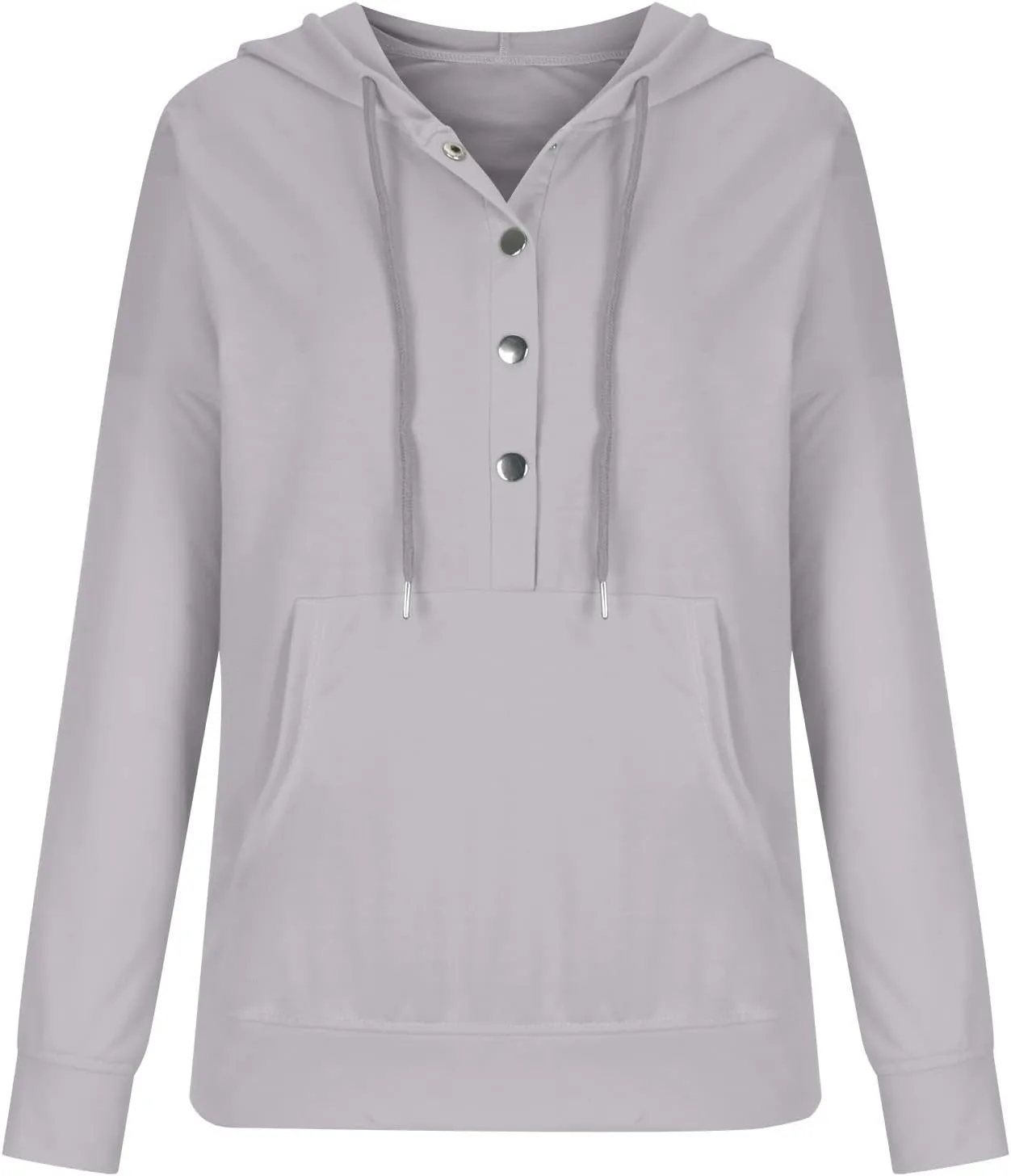 Womens Fall Fashion 2022 Loose Fit Hooded Sweatshirts Buttons/Quarter Zip Pullover Hoodies with Pocket Solid Color Tops