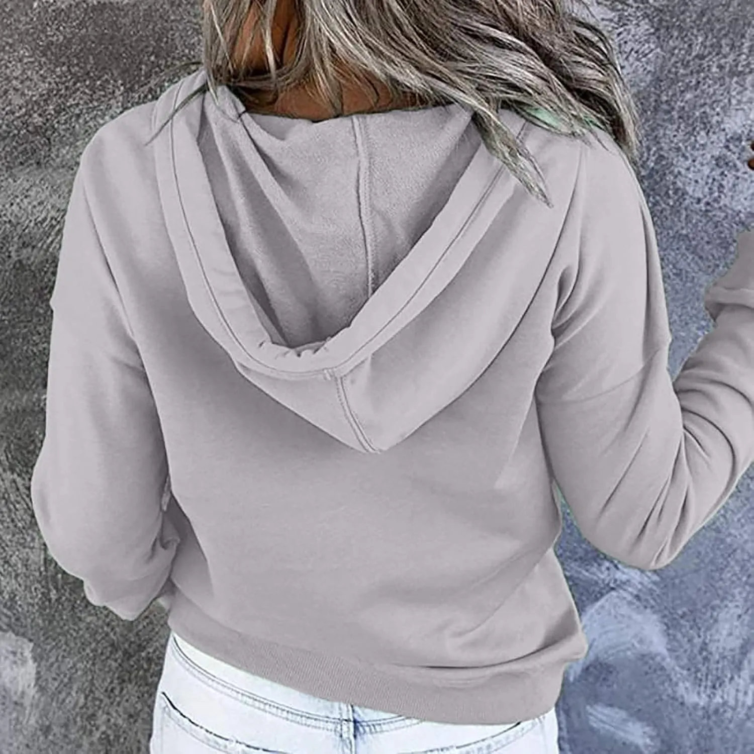 Womens Fall Fashion 2022 Loose Fit Hooded Sweatshirts Buttons/Quarter Zip Pullover Hoodies with Pocket Solid Color Tops