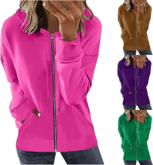 Womens Full Zip Up Hoodie Jacket Long Sleeve Hooded Sweatshirts With Pockets Fall Fashion 2023 Outfits