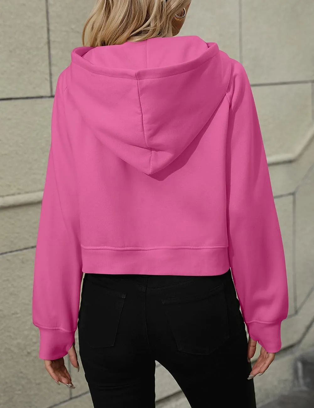 Women's Half Zip Cropped Hoodies Fleece Quarter Zipper Pullover Sweatshirts with Pockets Thumb Hole