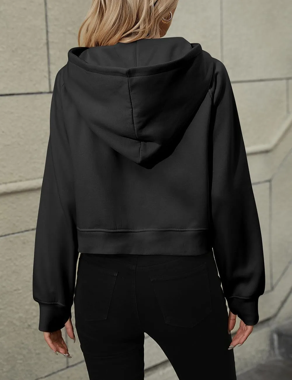 Women's Half Zip Cropped Hoodies Fleece Quarter Zipper Pullover Sweatshirts with Pockets Thumb Hole