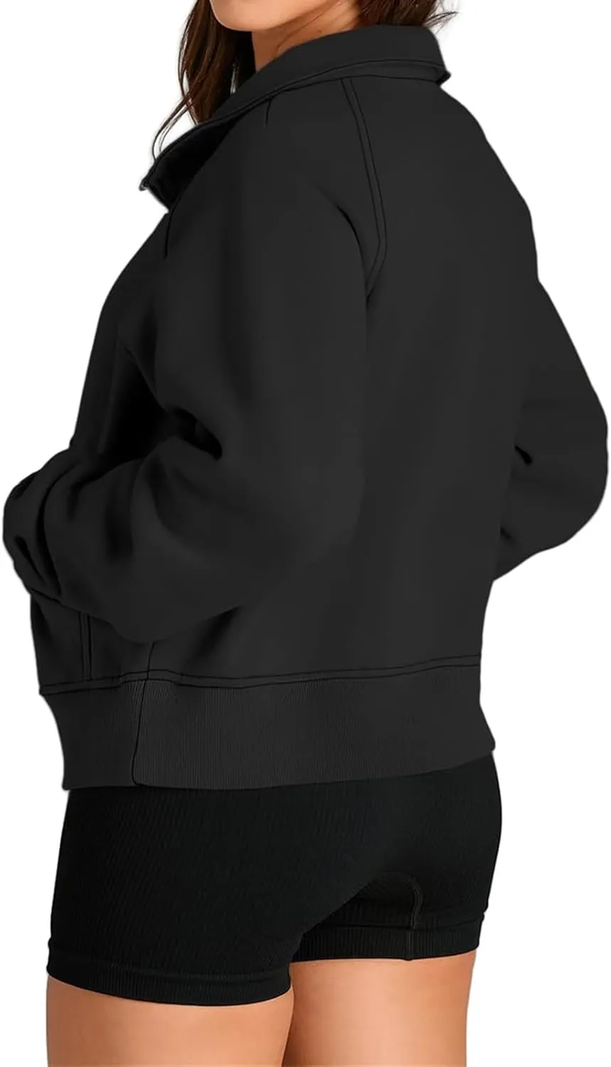 Womens Half Zip Sweatshirts Cropped Pullover Sweatershirts Fleece Pullovers Casual Long Sleeve Tops