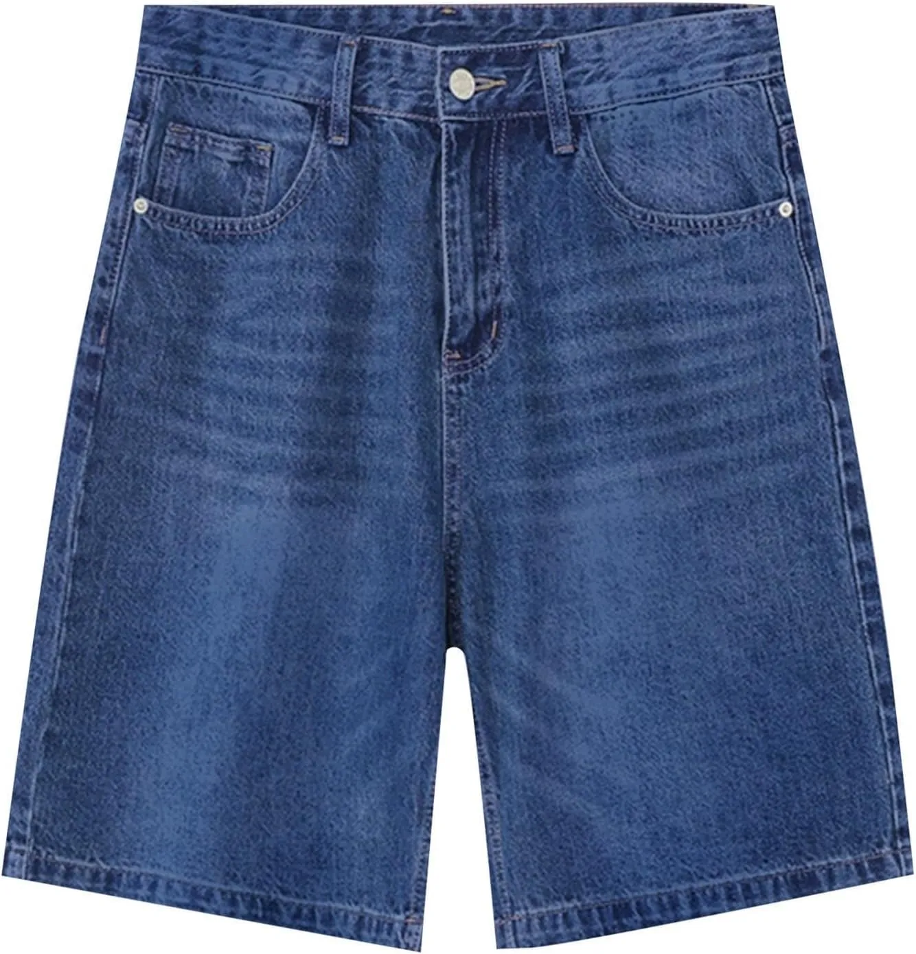 Womens High Waisted Stretch Bermuda Denim Shorts Knee Length Distressed Cutoffs, Loose Fit Casual Summer Jean Shorts