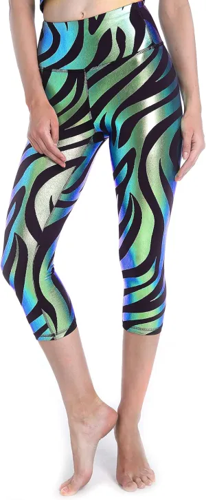 Women's High Waisted Yoga Pants with Pockets Pattern Workout Sports Runnning Athletic Leggings