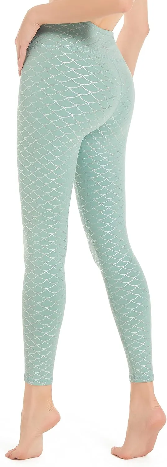 Women's High Waisted Yoga Pants with Pockets Pattern Workout Sports Runnning Athletic Leggings