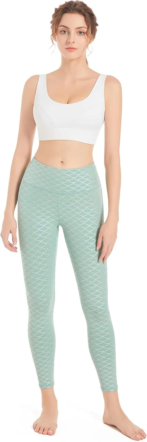 Women's High Waisted Yoga Pants with Pockets Pattern Workout Sports Runnning Athletic Leggings