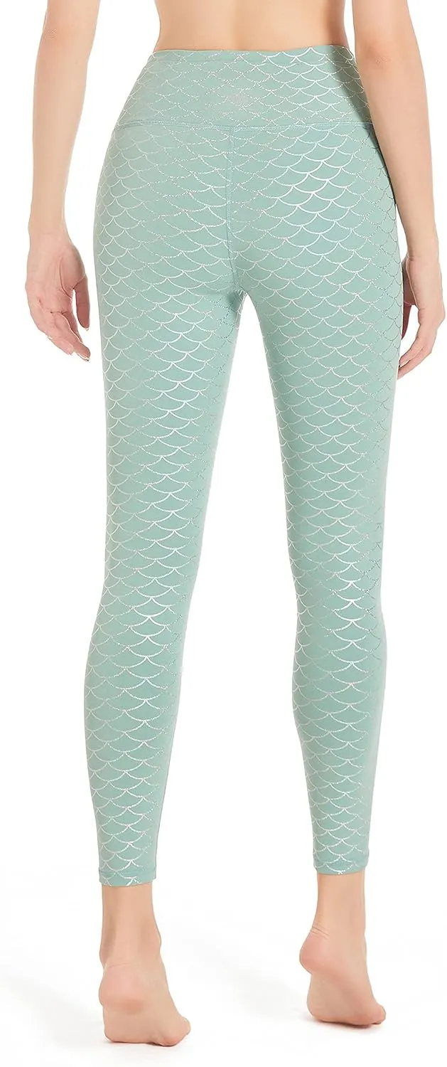 Women's High Waisted Yoga Pants with Pockets Pattern Workout Sports Runnning Athletic Leggings