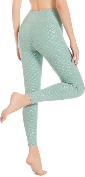 Women's High Waisted Yoga Pants with Pockets Pattern Workout Sports Runnning Athletic Leggings