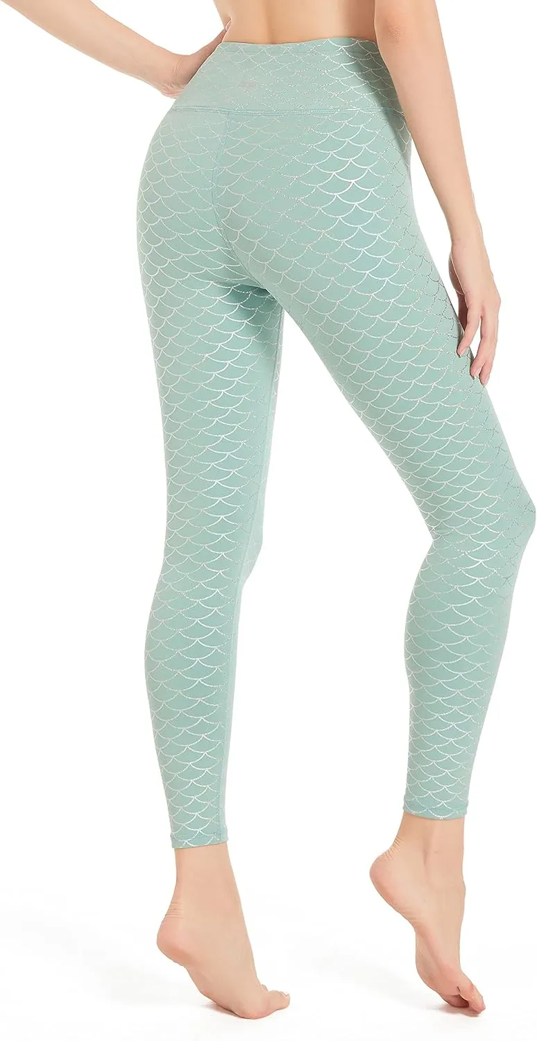 Women's High Waisted Yoga Pants with Pockets Pattern Workout Sports Runnning Athletic Leggings