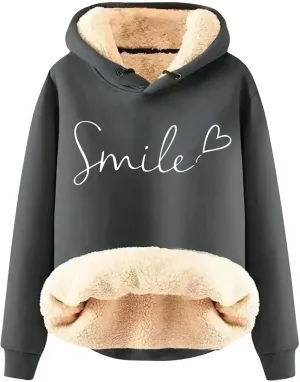 Womens Hoodies Fleece Jacket Winter Sherpa Lined Sweatshirt Soft Warm Thermal Pullover Hooded Sweatshirts