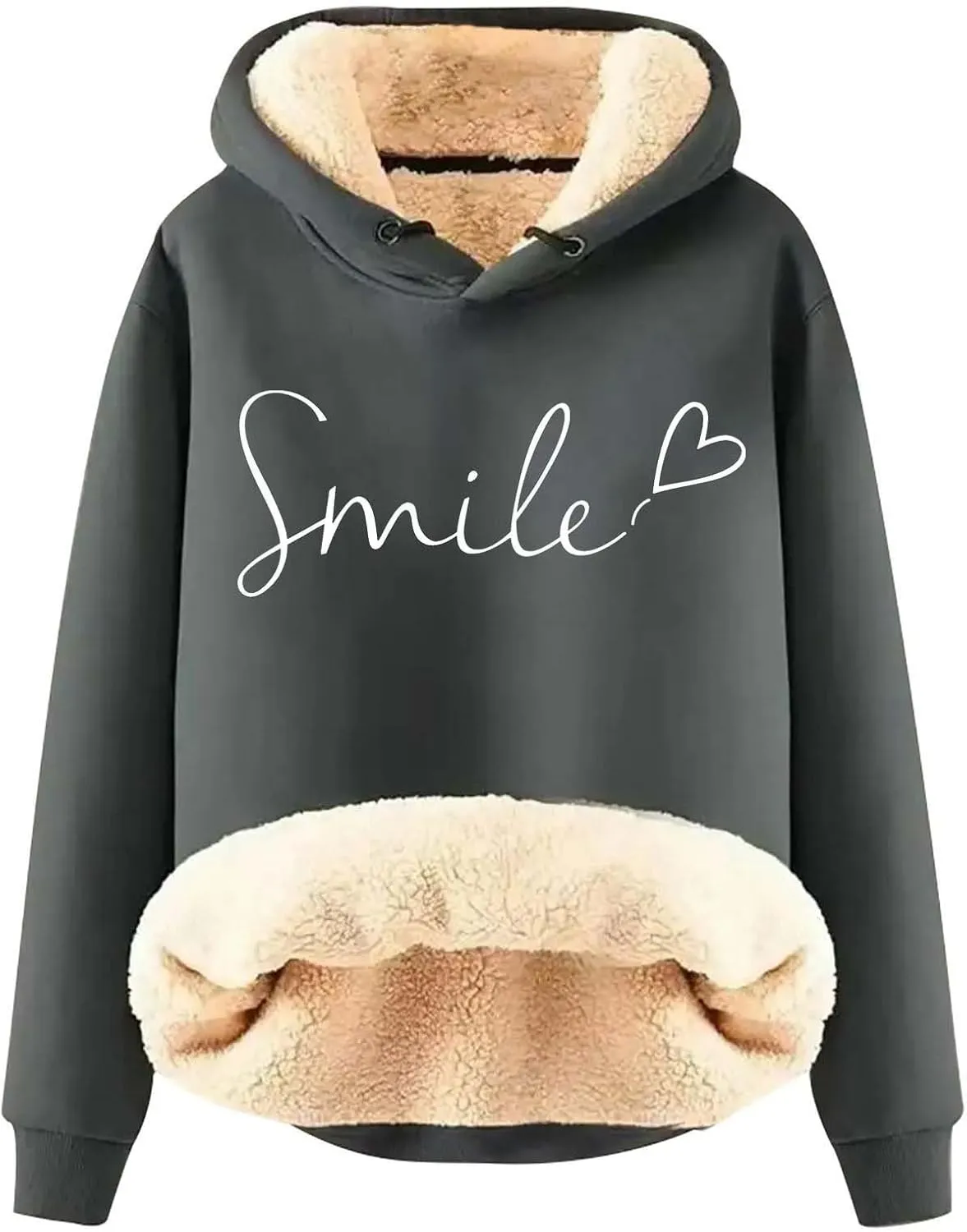 Womens Hoodies Fleece Jacket Winter Sherpa Lined Sweatshirt Soft Warm Thermal Pullover Hooded Sweatshirts