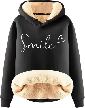 Womens Hoodies Fleece Jacket Winter Sherpa Lined Sweatshirt Soft Warm Thermal Pullover Hooded Sweatshirts