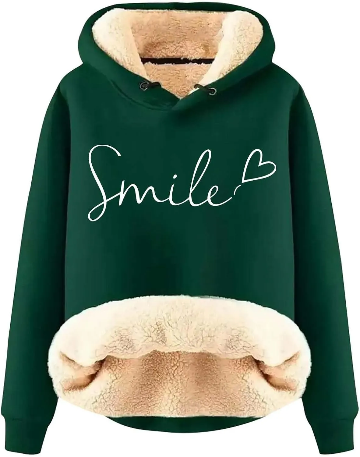 Womens Hoodies Fleece Jacket Winter Sherpa Lined Sweatshirt Soft Warm Thermal Pullover Hooded Sweatshirts