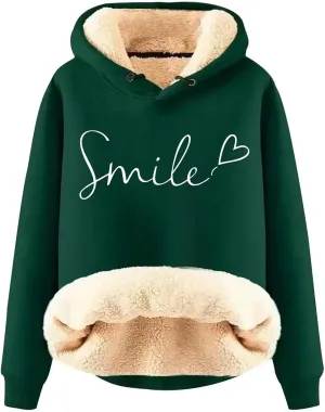 Womens Hoodies Fleece Jacket Winter Sherpa Lined Sweatshirt Soft Warm Thermal Pullover Hooded Sweatshirts