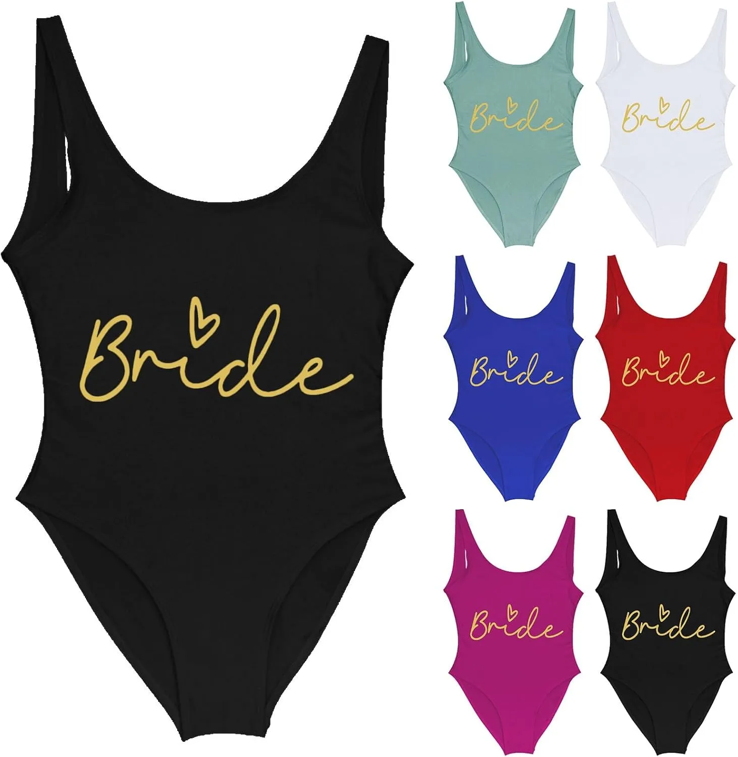 Women's One Piece Swimsuit Sexy Letter Print Tummy Control Backless Cheeky Bathing Suits Slimming High Cut Swimwear