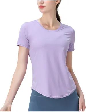Womens Quick Dry T Shirts Short Sleeve Crew Neck Basic Tee Soft Casual Loose Fit Summer Tops Yoga Workout Outfits