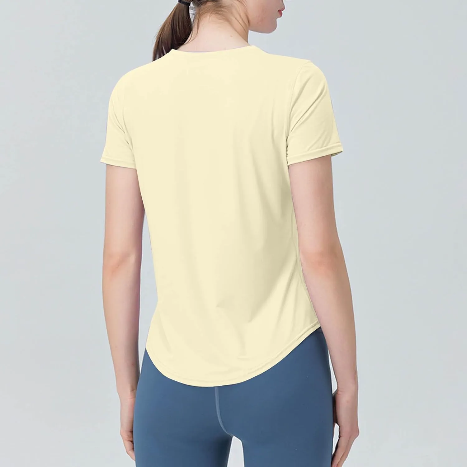 Womens Quick Dry T Shirts Short Sleeve Crew Neck Basic Tee Soft Casual Loose Fit Summer Tops Yoga Workout Outfits