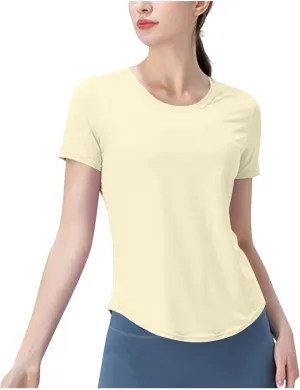 Womens Quick Dry T Shirts Short Sleeve Crew Neck Basic Tee Soft Casual Loose Fit Summer Tops Yoga Workout Outfits