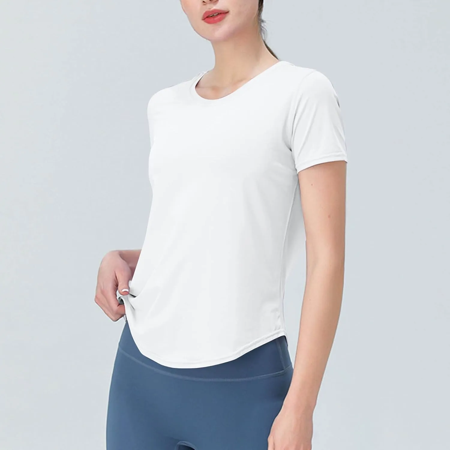 Womens Quick Dry T Shirts Short Sleeve Crew Neck Basic Tee Soft Casual Loose Fit Summer Tops Yoga Workout Outfits