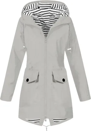Womens Rain Jacket with Hood Waterproof ski Jacket Lightweight Casual Raincoats Travel Hiking Jackets Lined Pockets