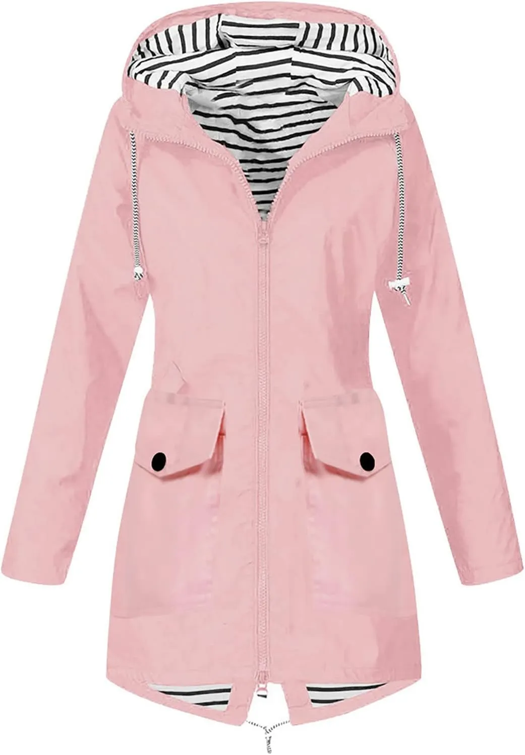 Womens Rain Jacket with Hood Waterproof ski Jacket Lightweight Casual Raincoats Travel Hiking Jackets Lined Pockets