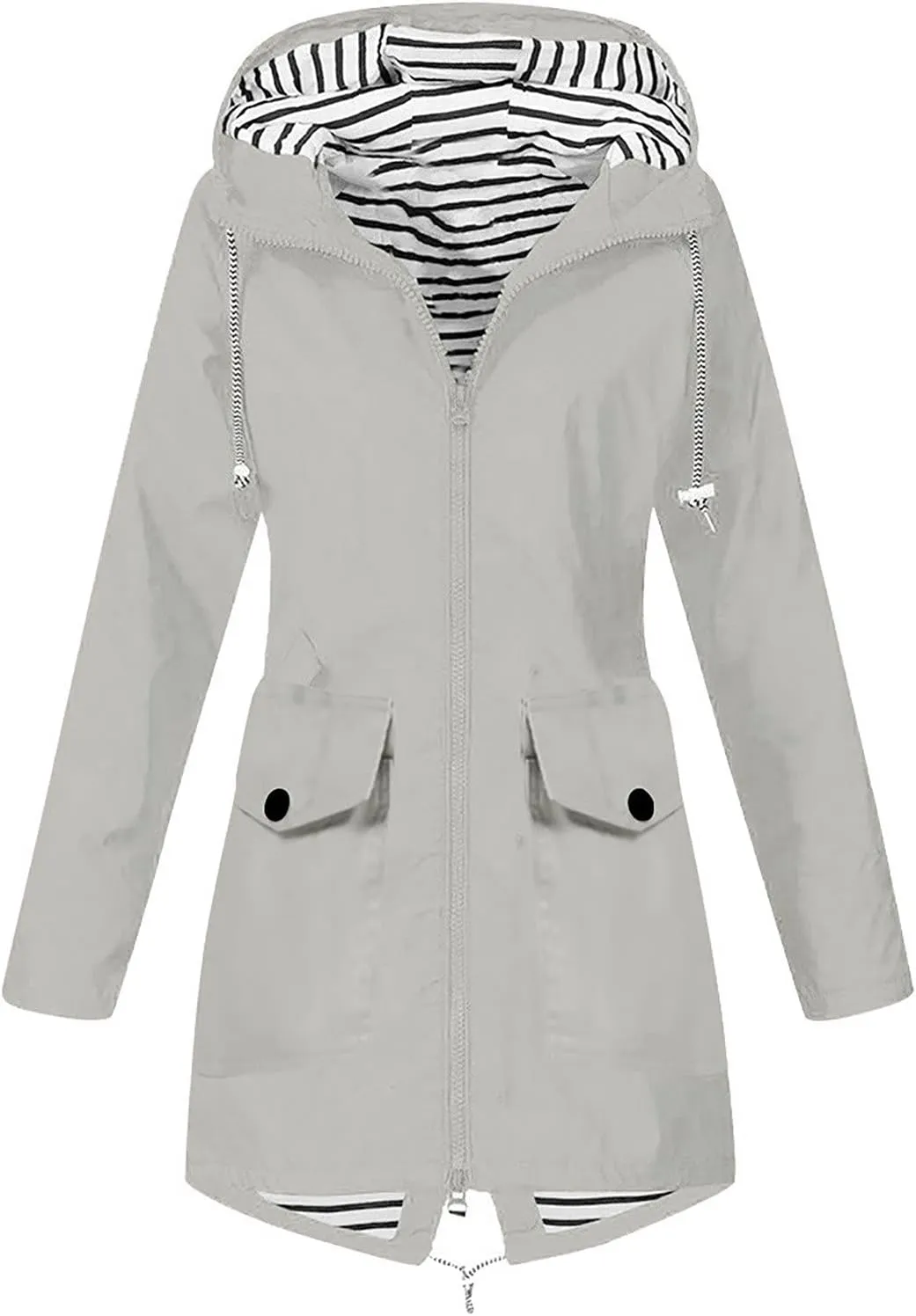 Womens Rain Jacket with Hood Waterproof ski Jacket Lightweight Casual Raincoats Travel Hiking Jackets Lined Pockets