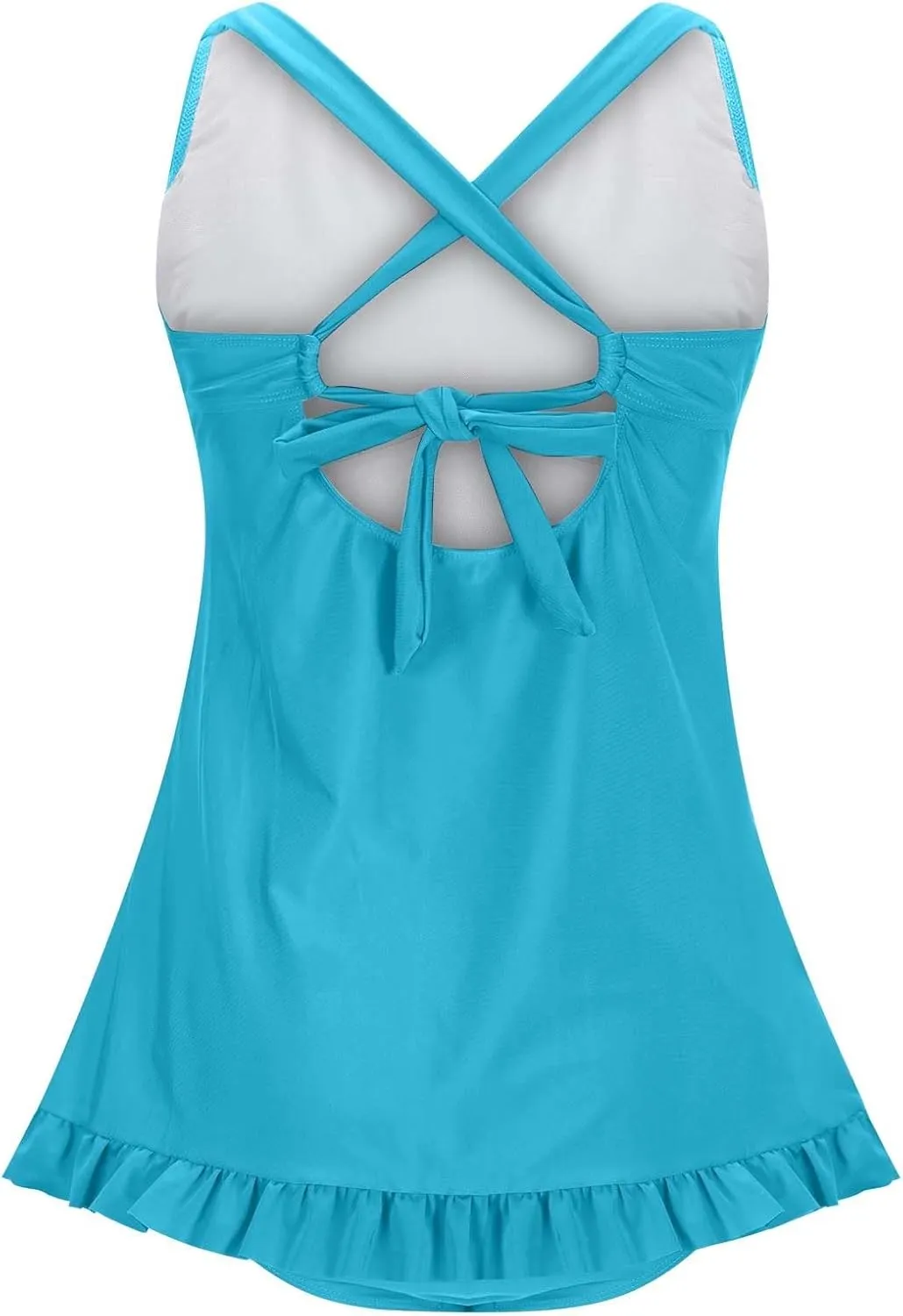 Women's Swimsuits One Piece Tummy Control Criss Cross V Neck Swim Dress Push Up Monokini Slimming Athletic Swimwear
