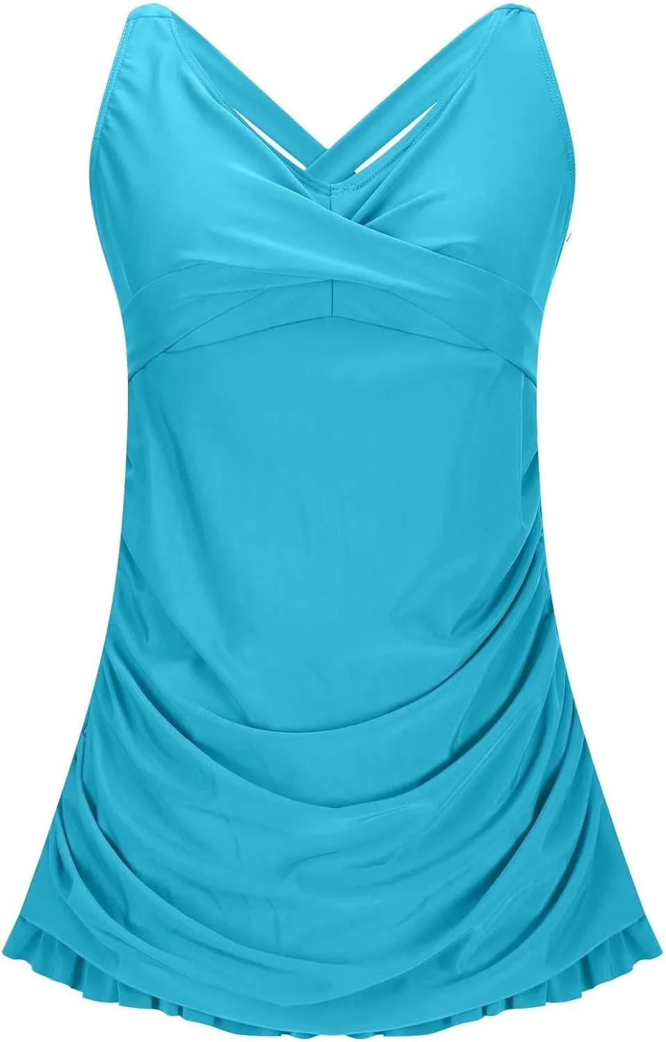 Women's Swimsuits One Piece Tummy Control Criss Cross V Neck Swim Dress Push Up Monokini Slimming Athletic Swimwear