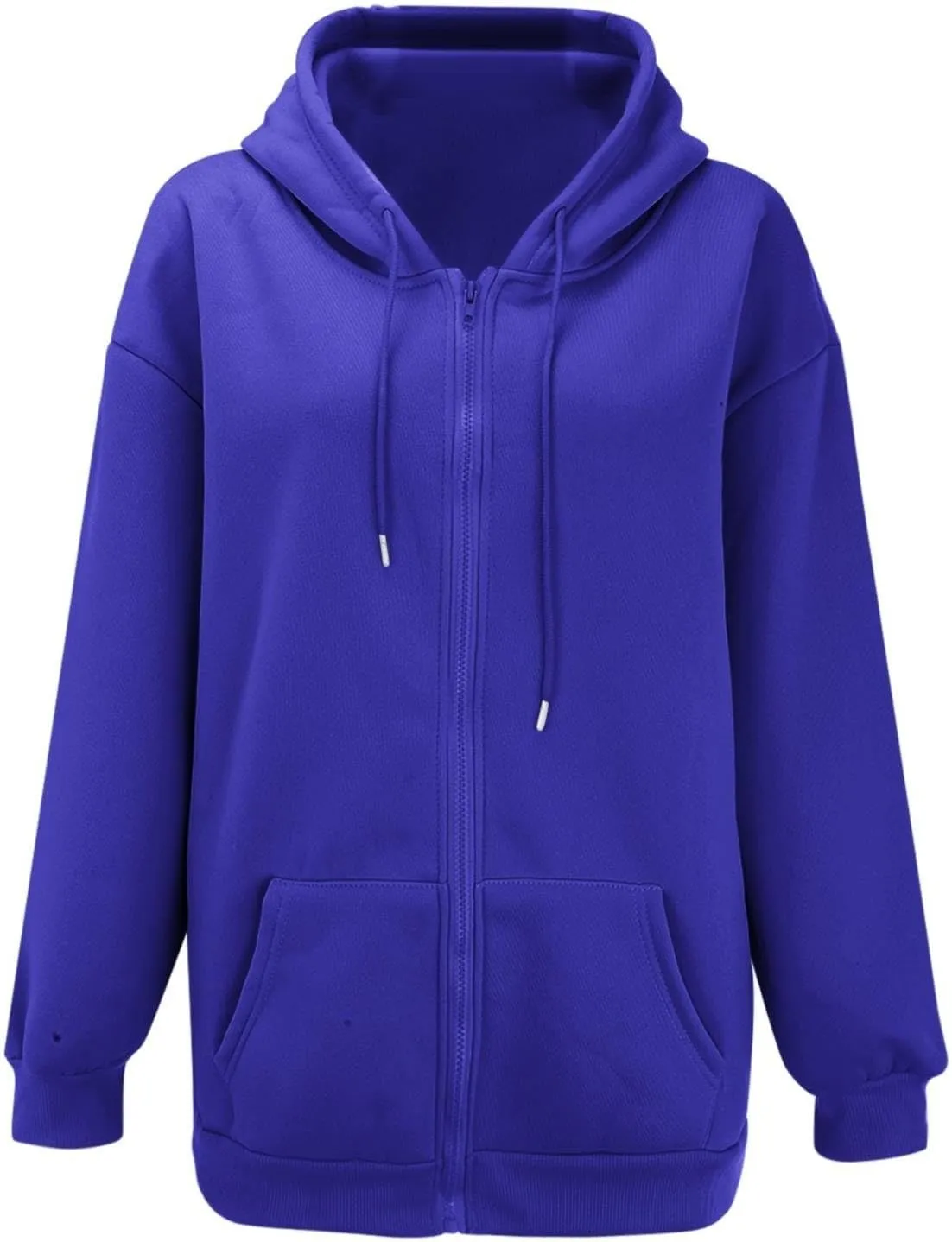 Women's Zip Up Hoodies Jacket Oversized Drawstring Hooded Sweatshirts with Pockets Long Sleeve Loose Fit Fall Coats