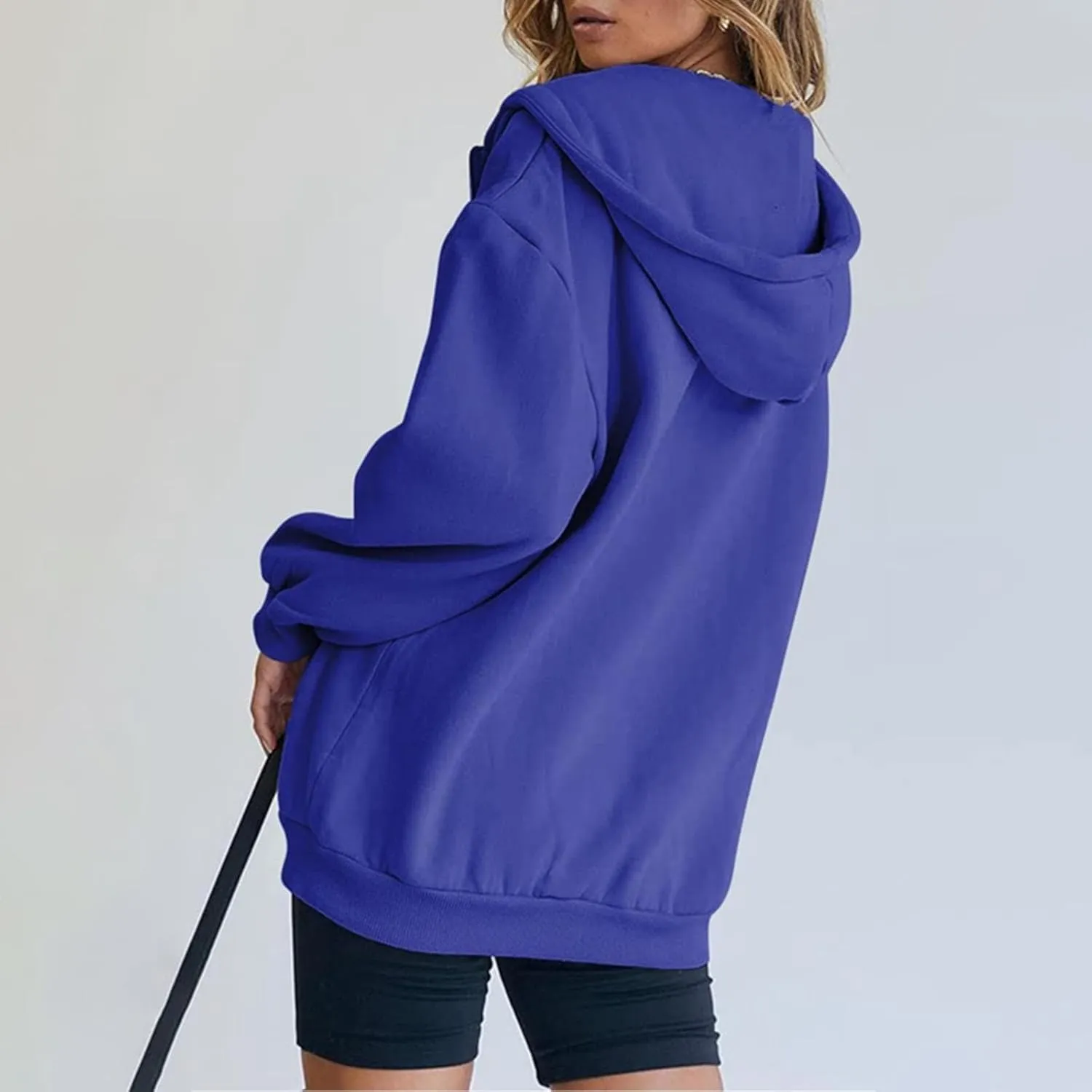 Women's Zip Up Hoodies Jacket Oversized Drawstring Hooded Sweatshirts with Pockets Long Sleeve Loose Fit Fall Coats