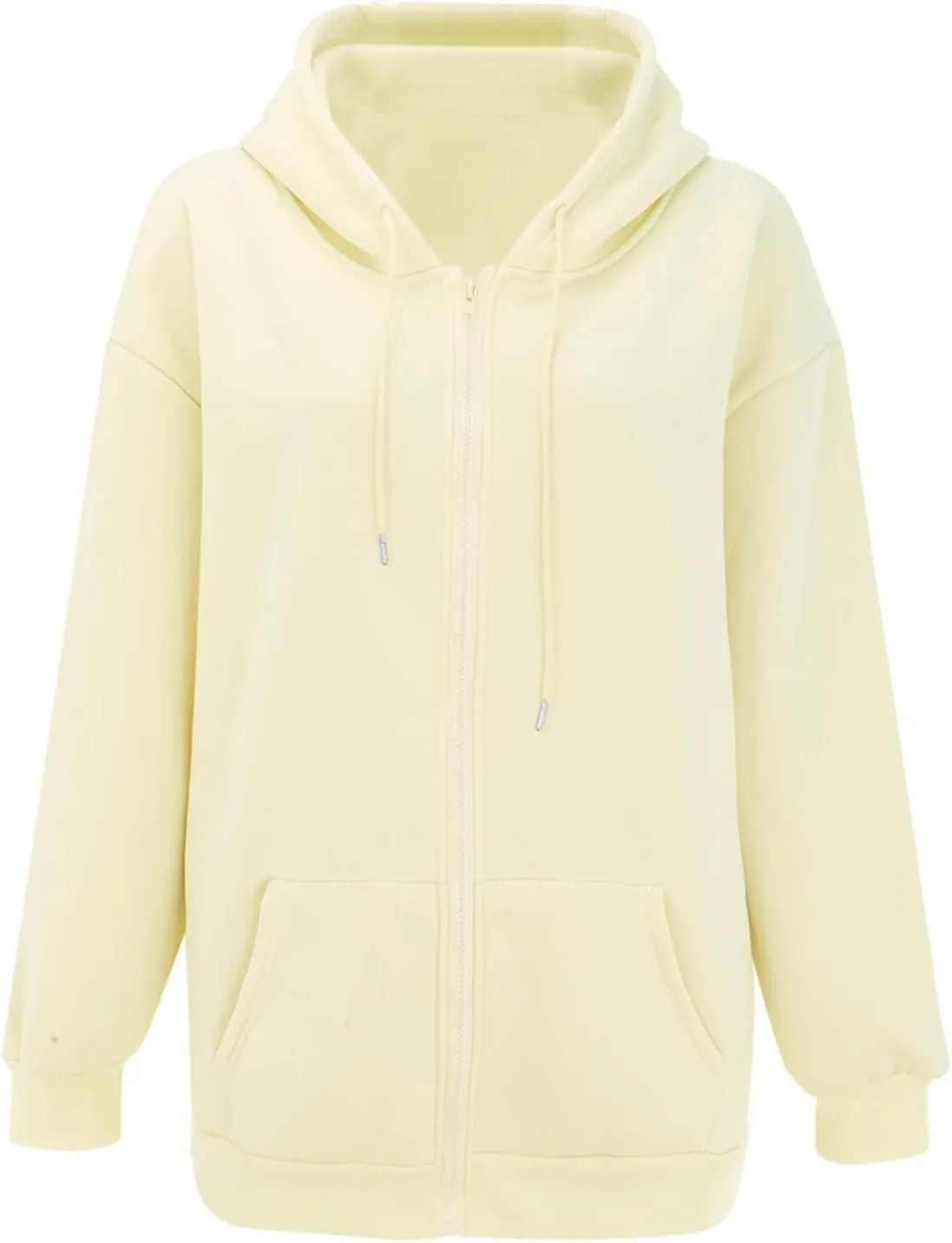 Women's Zip Up Hoodies Jacket Oversized Drawstring Hooded Sweatshirts with Pockets Long Sleeve Loose Fit Fall Coats
