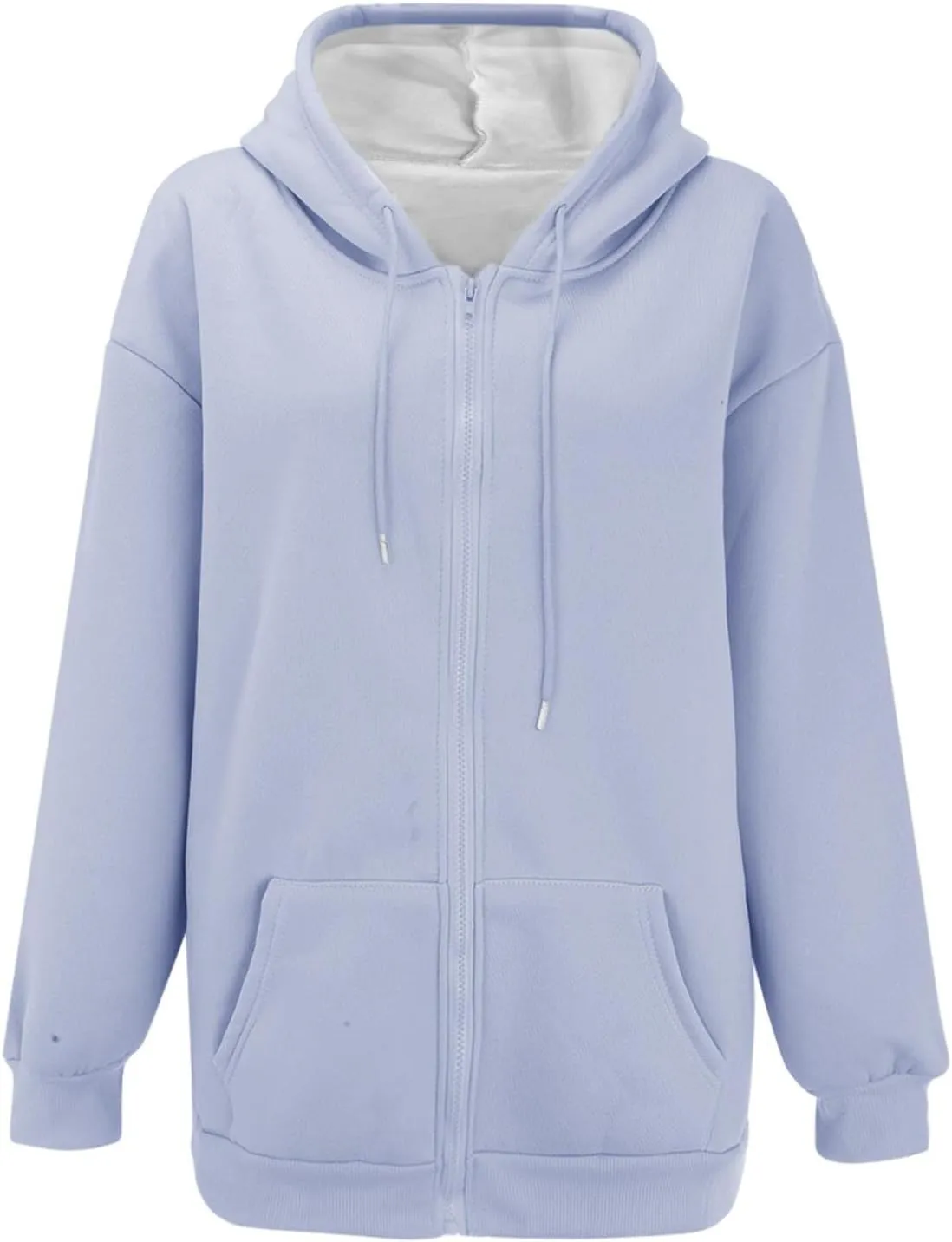 Women's Zip Up Hoodies Jacket Oversized Drawstring Hooded Sweatshirts with Pockets Long Sleeve Loose Fit Fall Coats