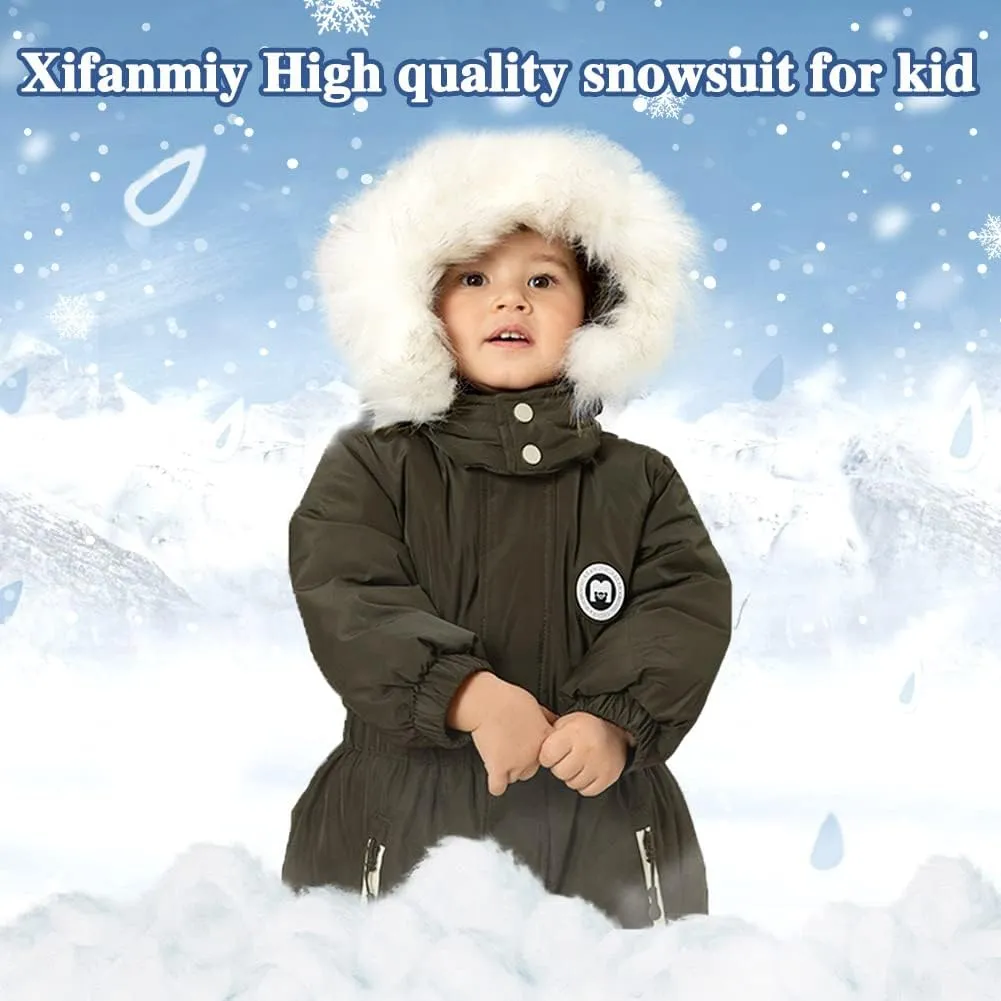 XIFAMNIY Boys and Girls One Piece Snowsuits Overalls Ski Suits Winter Waterproof Coats Jumpsuits for Baby Toddler 2T-5T…