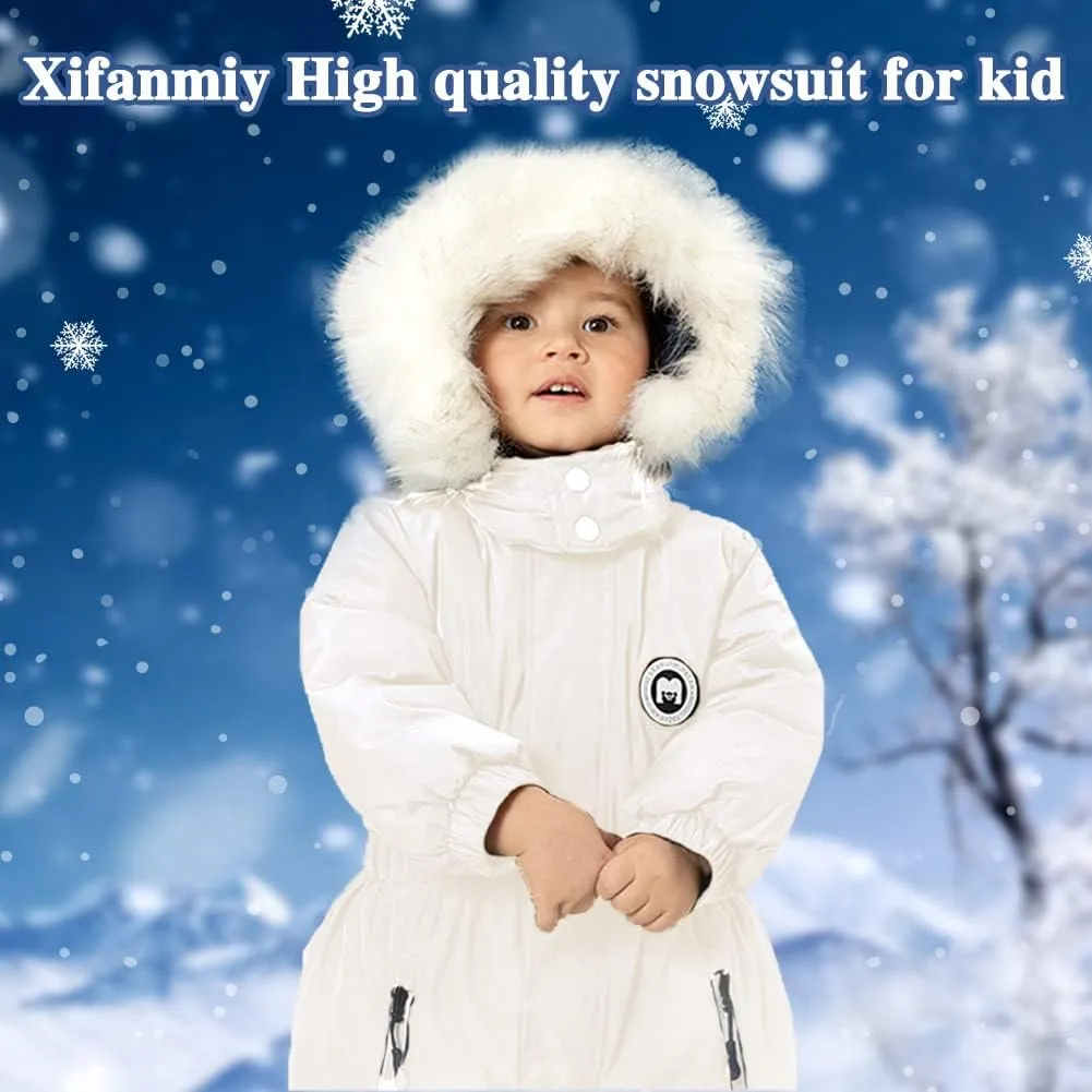 XIFAMNIY Boys and Girls One Piece Snowsuits Overalls Ski Suits Winter Waterproof Coats Jumpsuits for Baby Toddler 2T-5T…