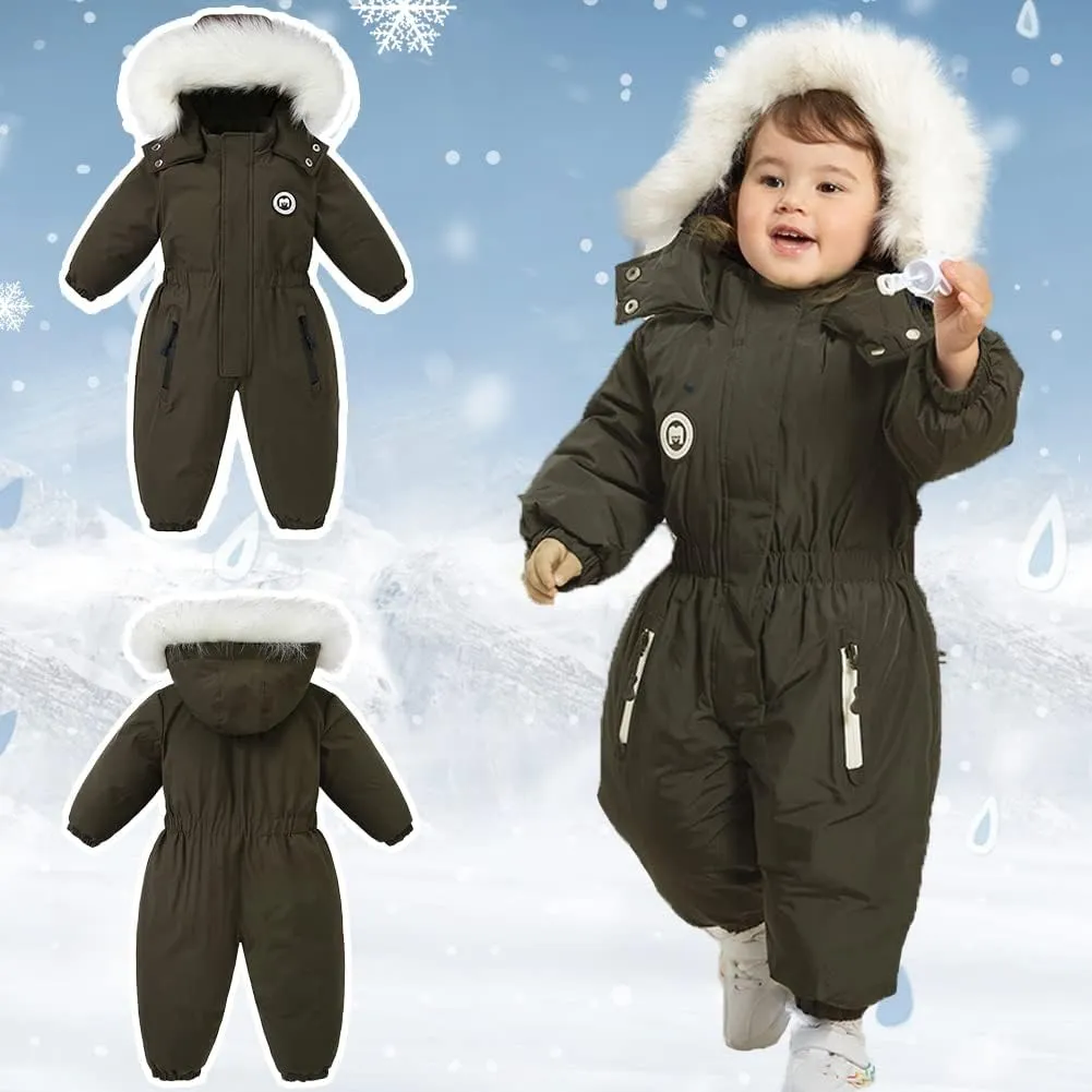 XIFAMNIY Boys and Girls One Piece Snowsuits Overalls Ski Suits Winter Waterproof Coats Jumpsuits for Baby Toddler 2T-5T…