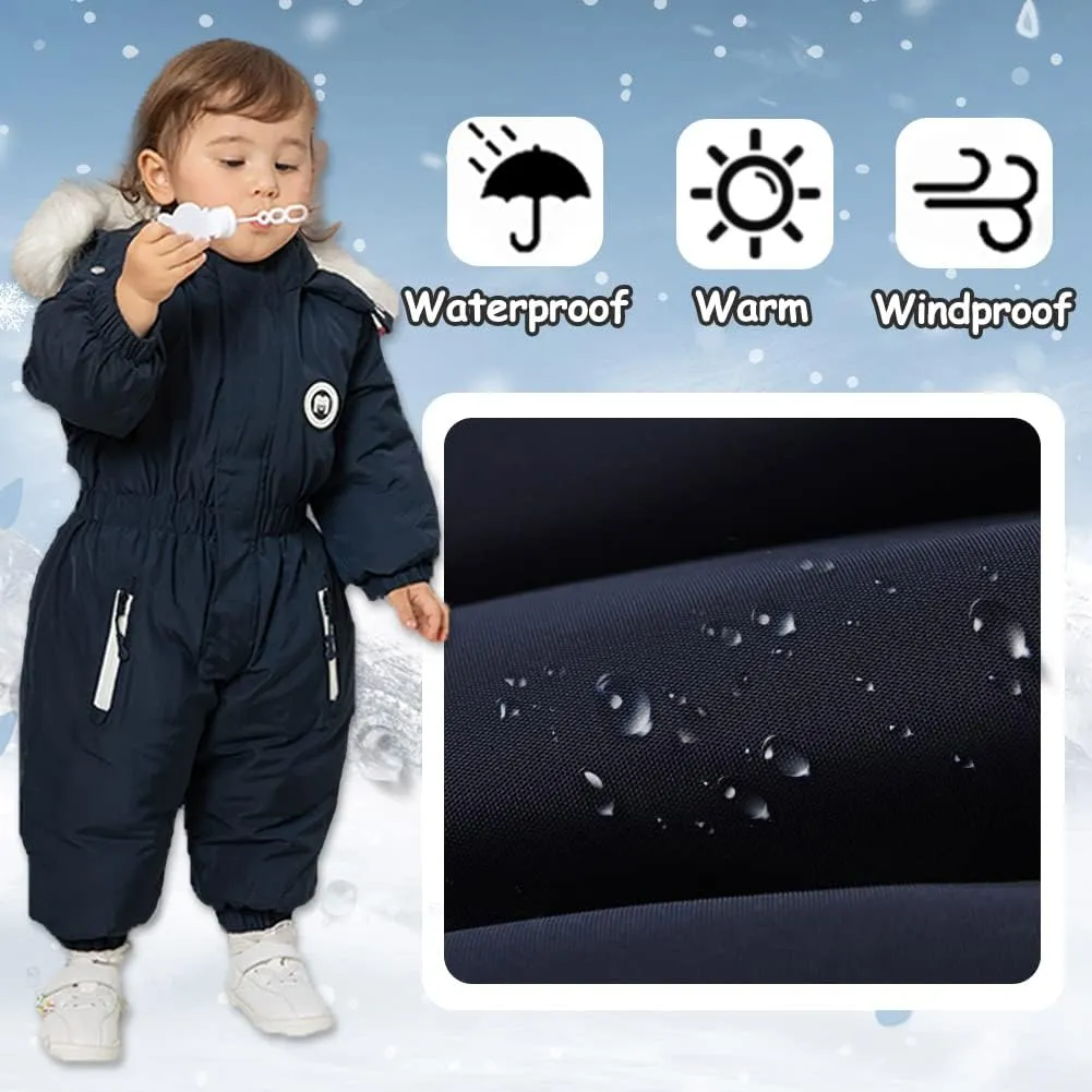 XIFAMNIY Boys and Girls One Piece Snowsuits Overalls Ski Suits Winter Waterproof Coats Jumpsuits for Baby Toddler 2T-5T…