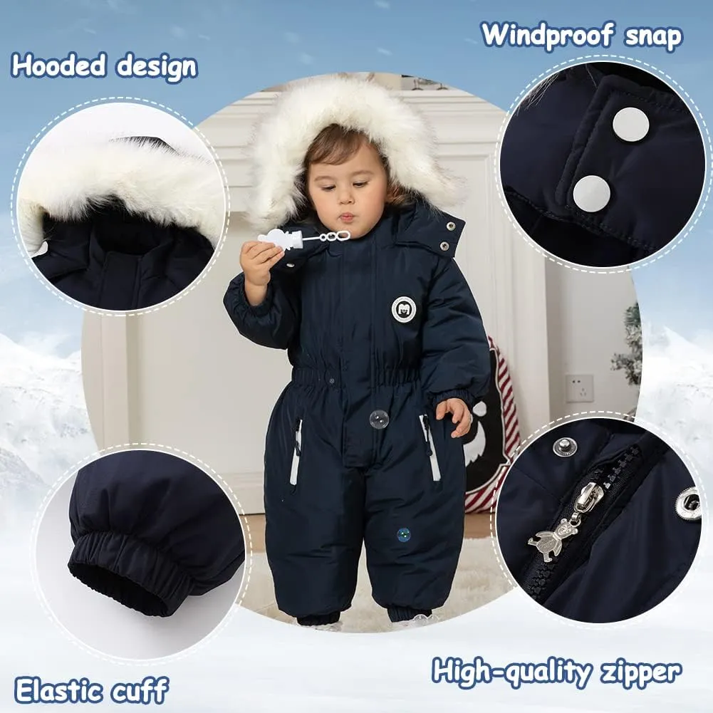 XIFAMNIY Boys and Girls One Piece Snowsuits Overalls Ski Suits Winter Waterproof Coats Jumpsuits for Baby Toddler 2T-5T…