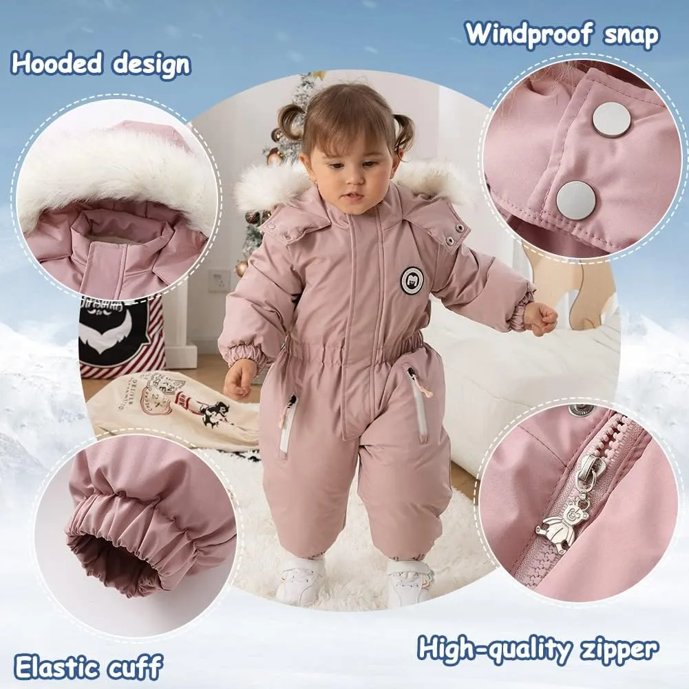 XIFAMNIY Boys and Girls One Piece Snowsuits Overalls Ski Suits Winter Waterproof Coats Jumpsuits for Baby Toddler 2T-5T…
