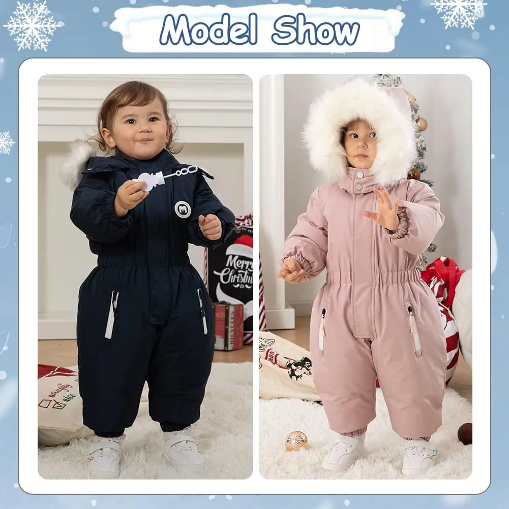 XIFAMNIY Boys and Girls One Piece Snowsuits Overalls Ski Suits Winter Waterproof Coats Jumpsuits for Baby Toddler 2T-5T…