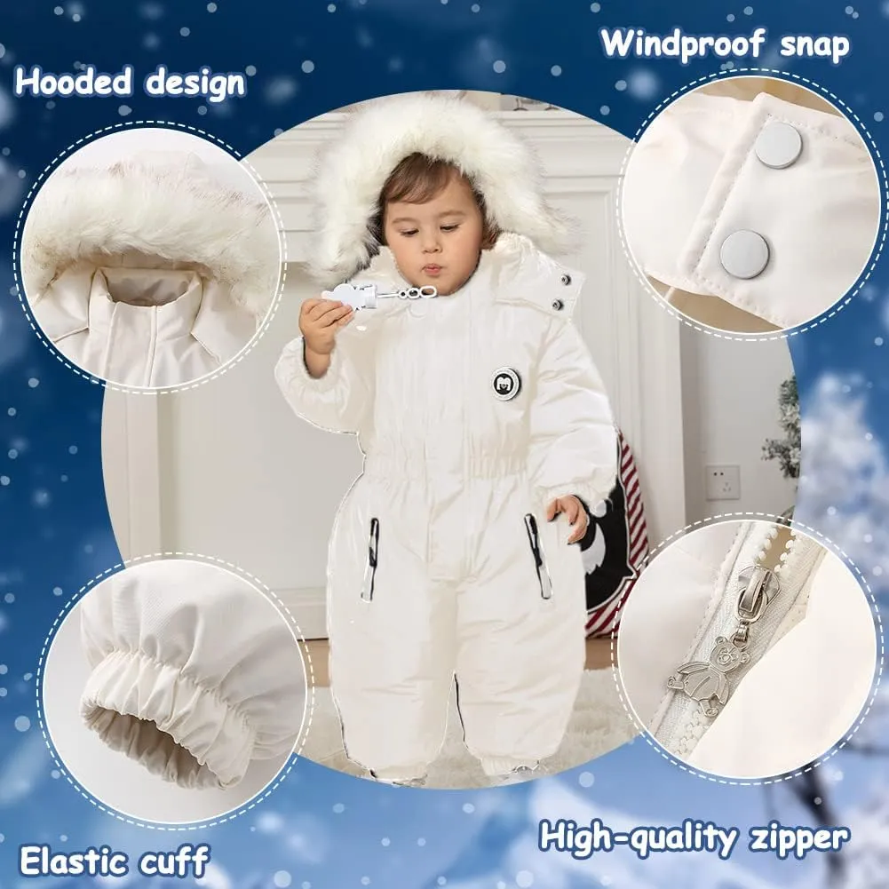 XIFAMNIY Boys and Girls One Piece Snowsuits Overalls Ski Suits Winter Waterproof Coats Jumpsuits for Baby Toddler 2T-5T…