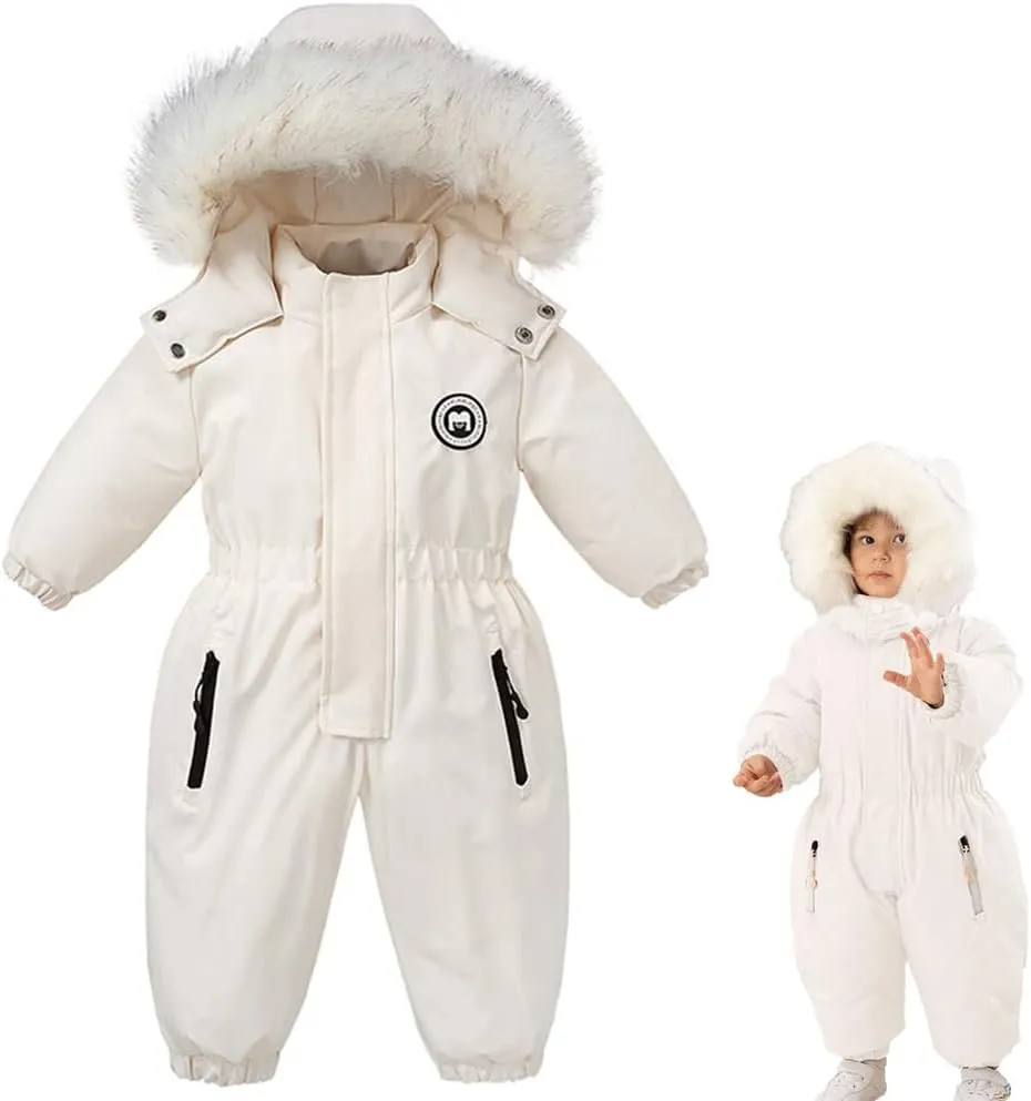 XIFAMNIY Boys and Girls One Piece Snowsuits Overalls Ski Suits Winter Waterproof Coats Jumpsuits for Baby Toddler 2T-5T…