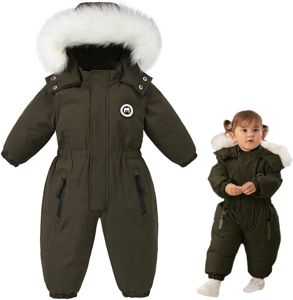 XIFAMNIY Boys and Girls One Piece Snowsuits Overalls Ski Suits Winter Waterproof Coats Jumpsuits for Baby Toddler 2T-5T…