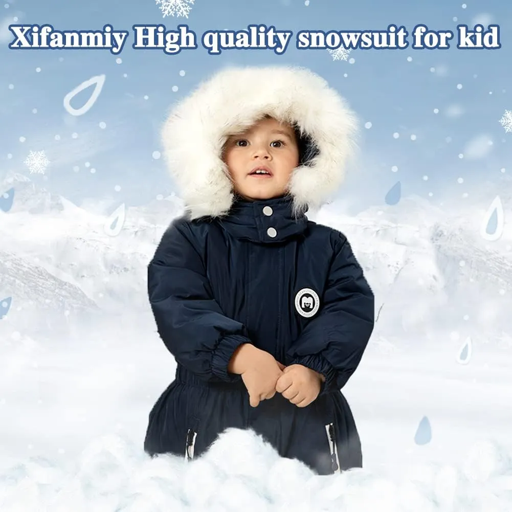 XIFAMNIY Boys and Girls One Piece Snowsuits Overalls Ski Suits Winter Waterproof Coats Jumpsuits for Baby Toddler 2T-5T…